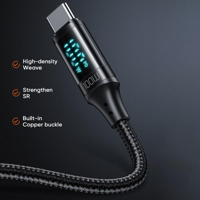 Bild 4, MCDODO Mcdodo 1.2m 100W USB-C - USB-C LED Snabbladdning Svart