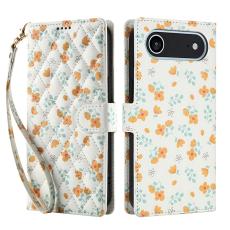  iPhone Air Fodral Rhombus L&auml;der Blommor Vit