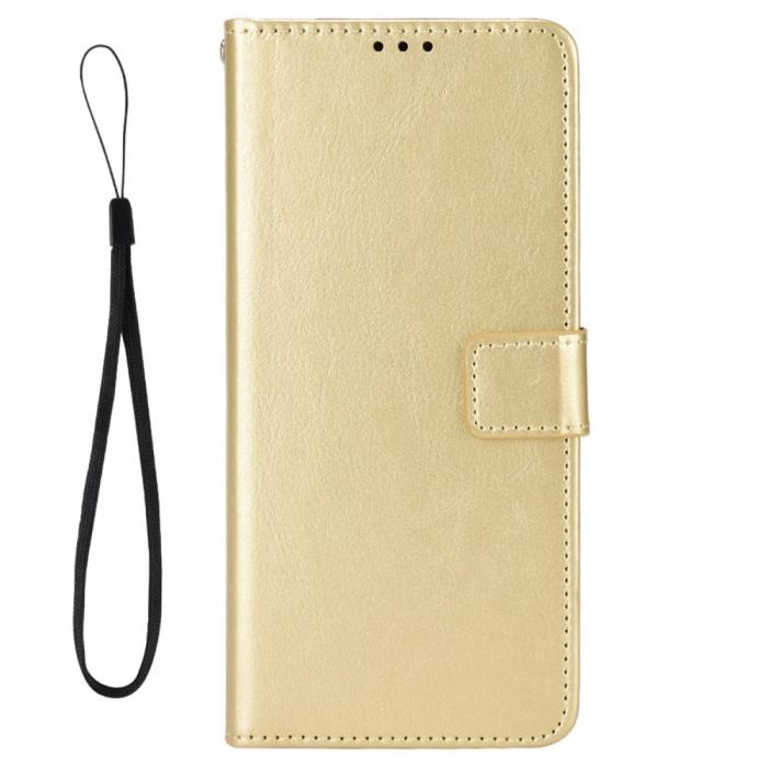 Bild 5,  Motorola Edge 30 Fusion 5G Fodral Crazy Horse Läder Guld