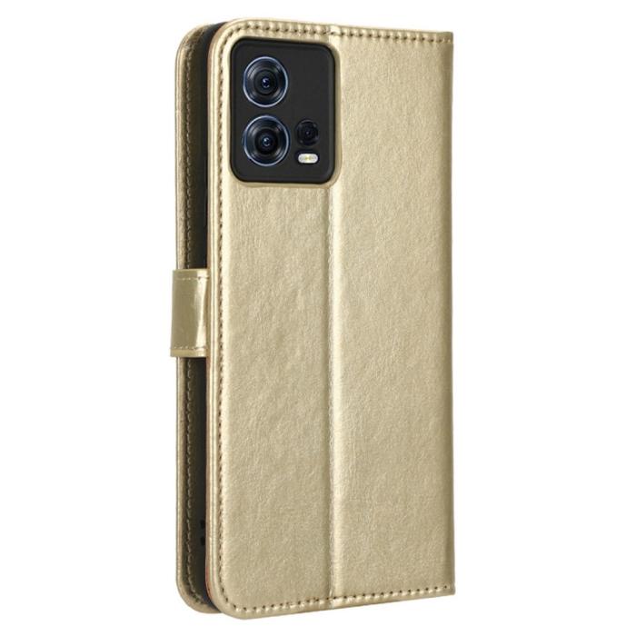 Bild 6,  Motorola Edge 30 Fusion 5G Fodral Crazy Horse Läder Guld