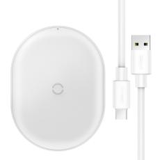 BASEUS Baseus Cobble 15W Qi Laddare + 1m USB-C Kabel - Vit