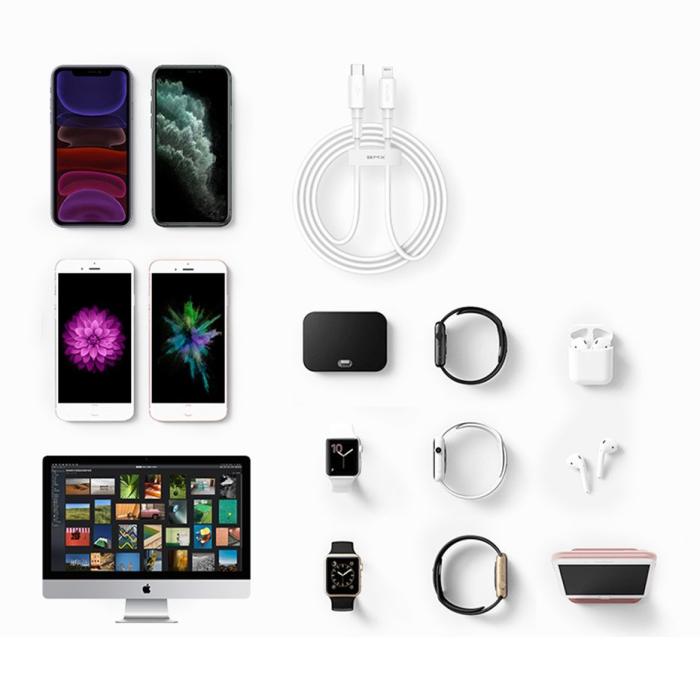 Bild 3, BASEUS Baseus BMX MFi 1.2m 18W USB-C - Lightning Kabel - Vit