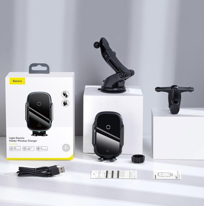 Bild 5, BASEUS Baseus 15W Ultimata Smart Trådlös Qi Laddare För Bil - Svart
