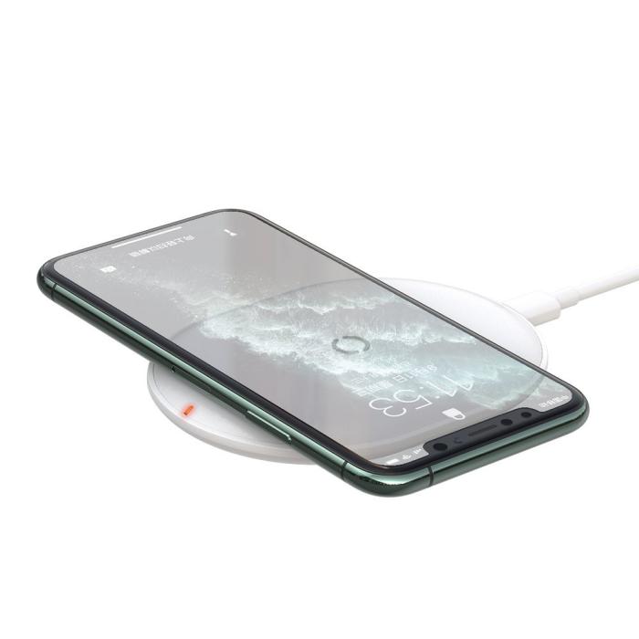 Bild 2, BASEUS Baseus Cobble 15W Qi Laddare + 1m USB-C Kabel - Vit