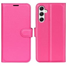  Samsung Galaxy A35 5G Fodral L&auml;der Litchi Rosa