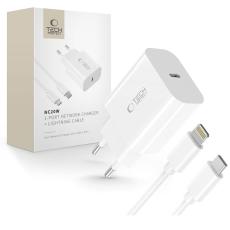 Tech-Protect Tech-Protect 20W PD V&auml;ggladdare Inkl. Lightning Kabel Vit