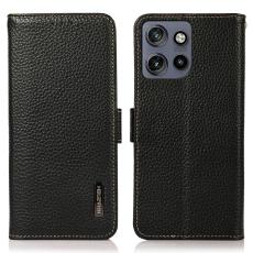 KHAZNEH KHAZNEH Motorola Edge 50 Fodral RFID &Auml;kta L&auml;der Svart