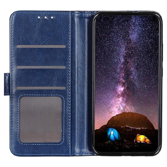 Bild 2,  Galaxy S25 Plus / S24 Plus Fodral Crazy Horse Läder Blå
