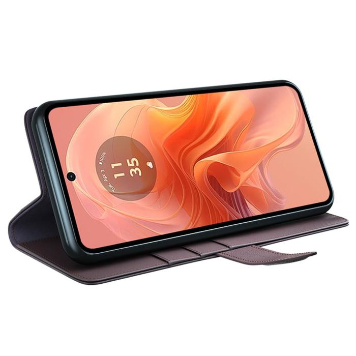 Bild 3,  Motorola Moto G04 4G/G24 4G Äkta Läder Fodral Brun