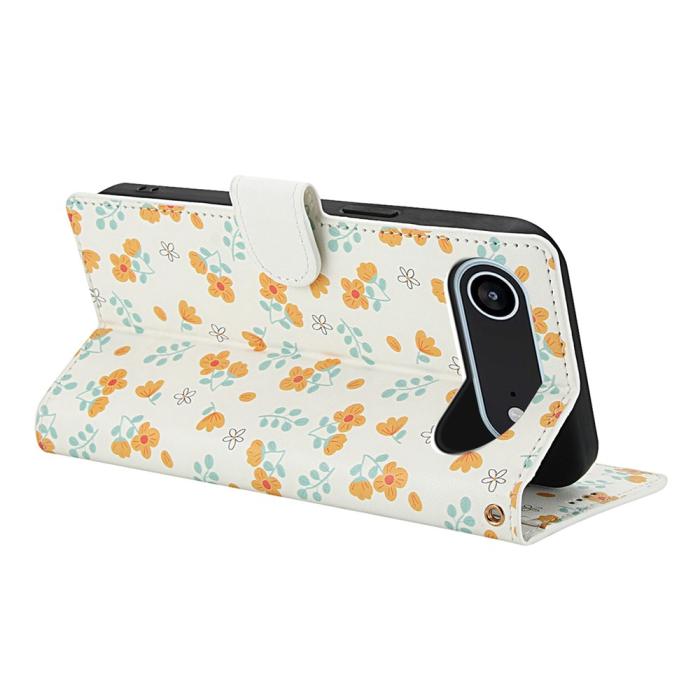Bild 3,  iPhone Air Fodral Rhombus Läder Blommor Vit