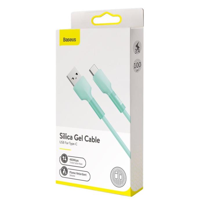 Bild 4, BASEUS Baseus Silica Gel 1m 3A USB-C Kabel - Grön