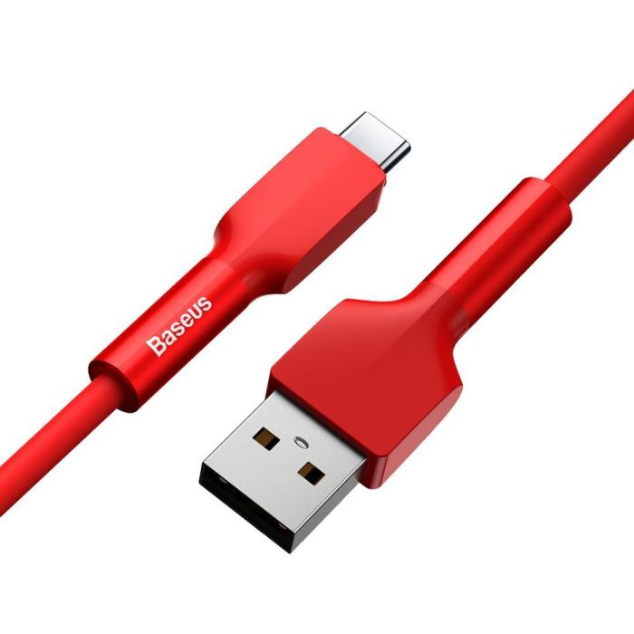 Bild 3, BASEUS Baseus Silica Gel 1m 3A USB-C Kabel - Röd
