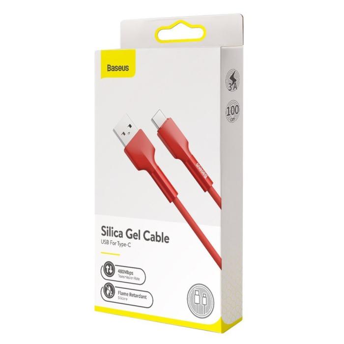Bild 4, BASEUS Baseus Silica Gel 1m 3A USB-C Kabel - Röd