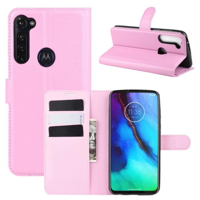 Bild 2,  Motorola Moto G Pro - Litchi Plånboksfodral - Ljus Rosa