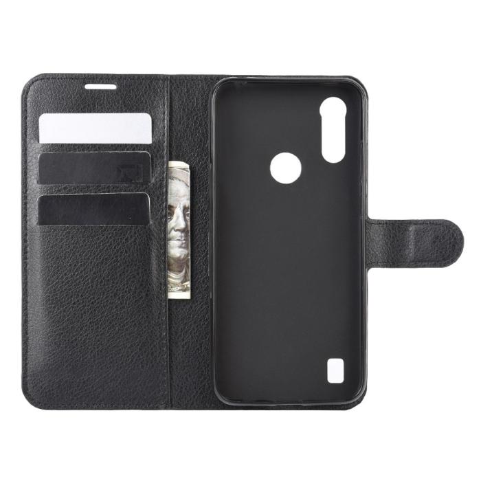 Bild 3,  Motorola Moto E6s (2020) - Litchi Plånboksfodral - Svart