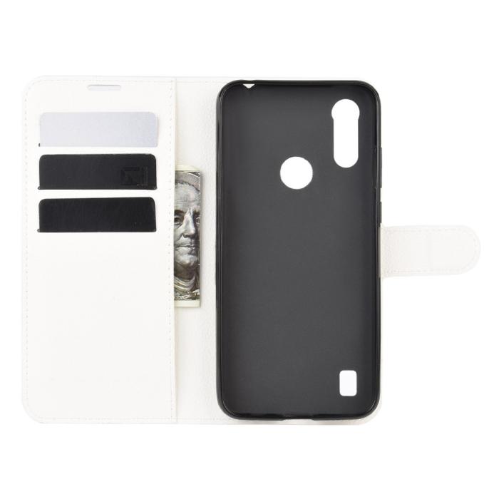 Bild 3,  Motorola Moto E6s (2020) - Litchi Plånboksfodral - Vit