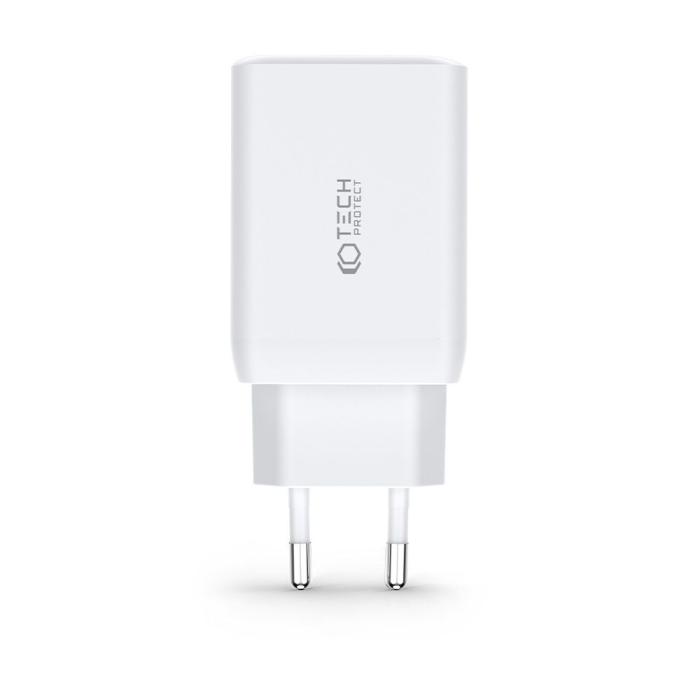 Bild 2, Tech-Protect Tech-Protect 65W PD/QC Väggladdare 2x USB-C 1x USB-A Vit