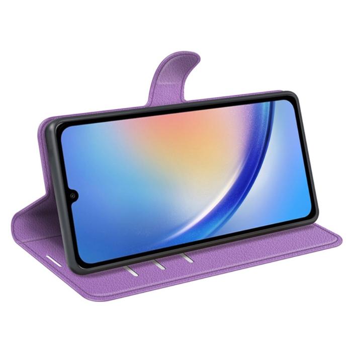 Bild 3,  Samsung Galaxy A35 5G Fodral Läder Litchi Lila
