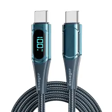 ESSAGER ESSAGER 1m 100W USB-C - USB-C LED Snabbladdning Bl&aring;