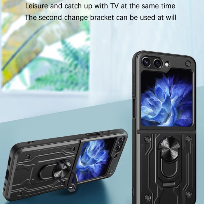 Bild 4,  Galaxy Z Flip 6 / 7 FE Skal Armor Hyrbid Ringskal Svart