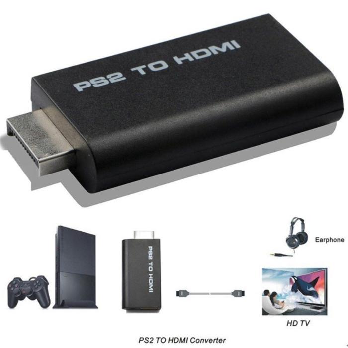 Bild 2,  PS2 till HDMI Med AUX Adapter Svart