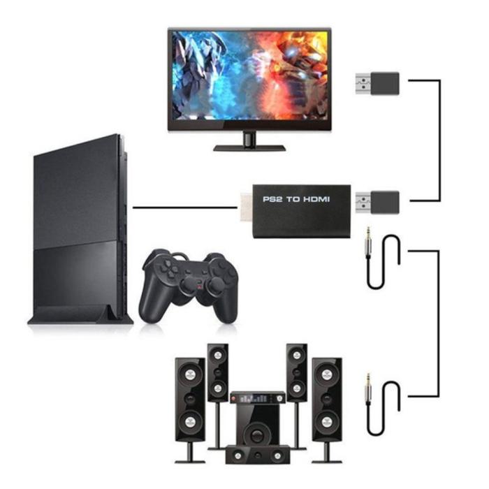 Bild 5,  PS2 till HDMI Med AUX Adapter Svart