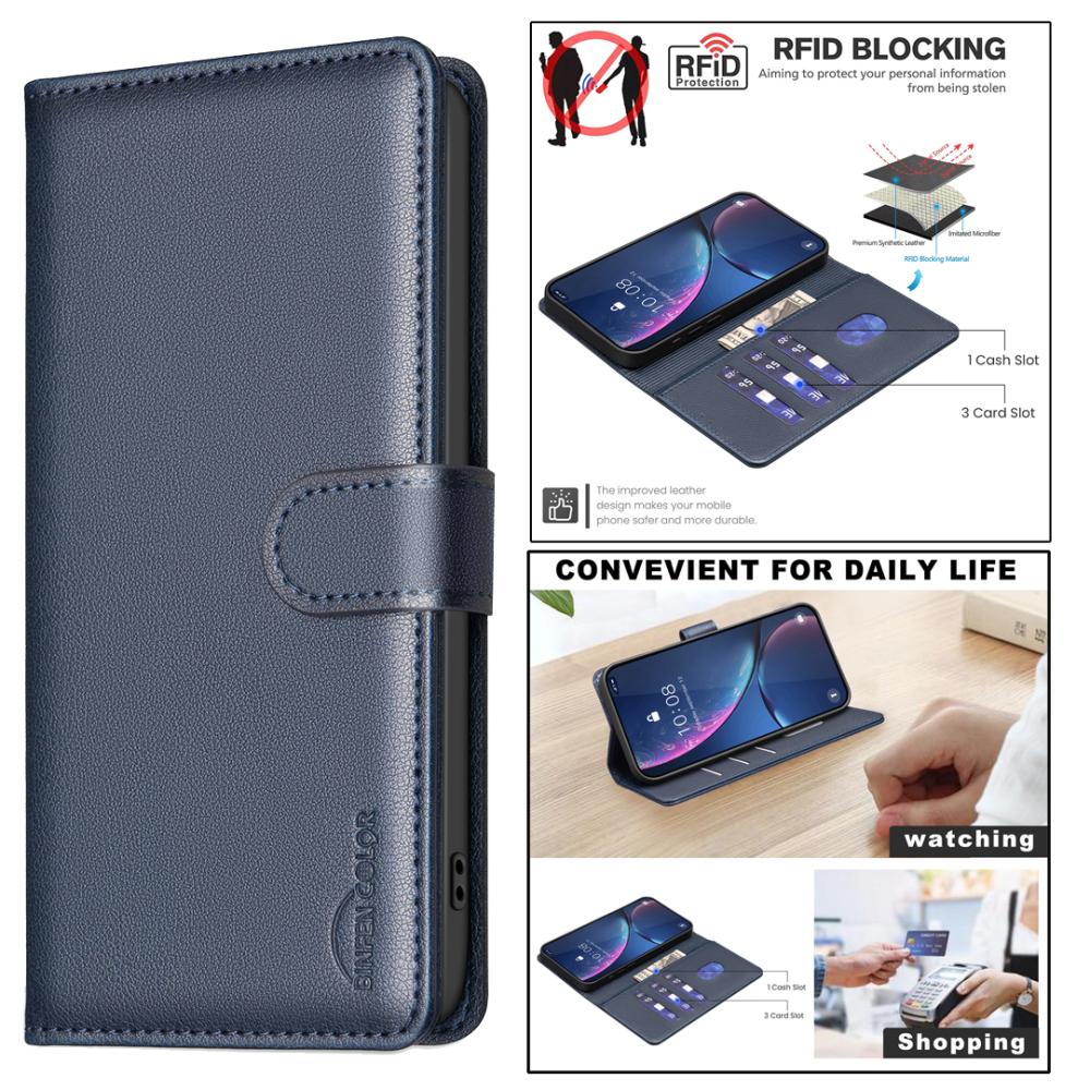 BINFEN BINFEN Samsung Galaxy S26 Fodral RFID Läder Blå