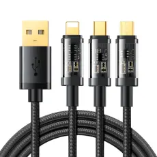 JOYROOM Joyroom 1.2m 3.5A 3in1 USB-C / Lightning / MicroUSB Nylonkabel Svart