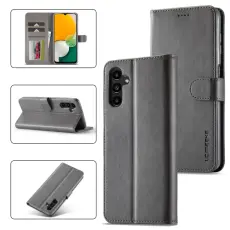LC.IMEEKE LC.IMEEKE Samsung Galaxy A24 5G Fodral L&auml;der Gr&aring;