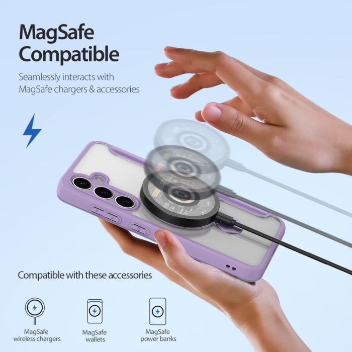 Bild 2, DUX DUCIS DUX DUCIS Galaxy S25 Fodral MagSafe Kickstand Skin X Pro Lila/Rosa