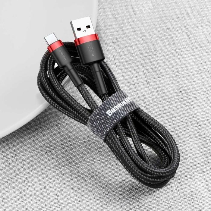 Bild 4, BASEUS Baseus Cafule 2m USB-C QC3.0 Laddningskabel - Svart/Röd
