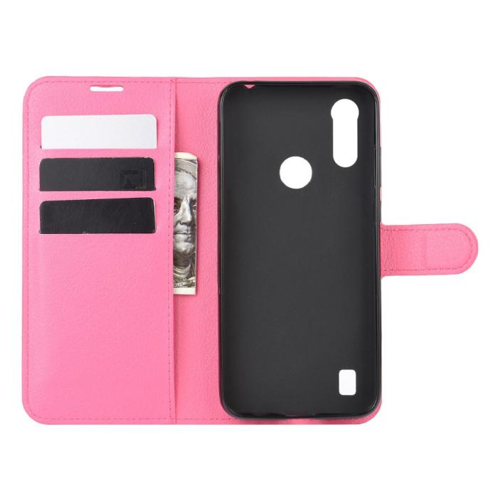 Bild 3,  Motorola Moto E6s (2020) - Litchi Plånboksfodral - Rosa
