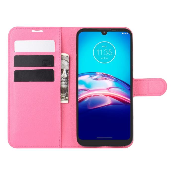 Bild 4,  Motorola Moto E6s (2020) - Litchi Plånboksfodral - Rosa