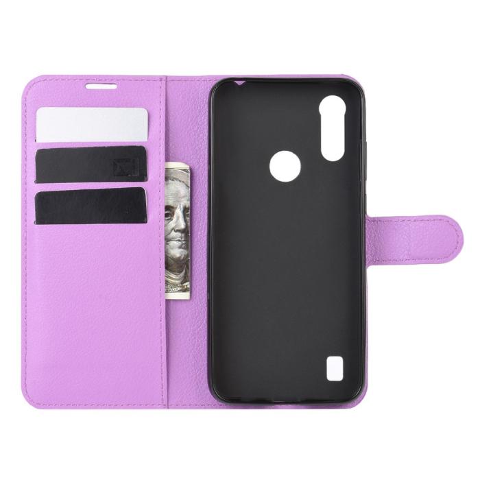 Bild 3,  Motorola Moto E6s (2020) - Litchi Plånboksfodral - Lila