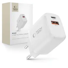 Tech-Protect Tech-Protect 30W V&auml;ggladdare PD QC3.0 USB-C / USB-A Vit