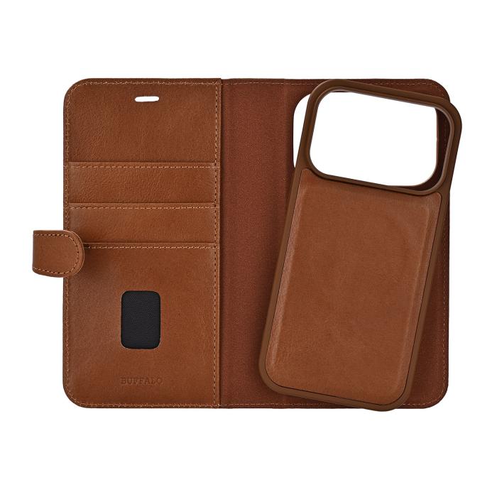 Bild 4, Buffalo Buffalo iPhone 17 Pro Fodral MagSafe 2in1 Äkta Läder Brun