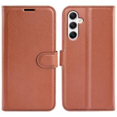  Samsung Galaxy A35 5G Fodral L&auml;der Litchi Brun