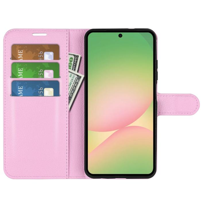 Bild 2,  Samsung Galaxy A57 5G Fodral Litchi Läder Ljus Rosa