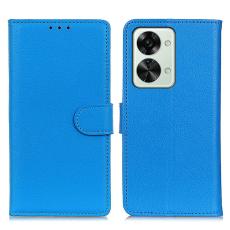  OnePlus Nord 2T 5G Fodral Litchi L&auml;der Bl&aring;