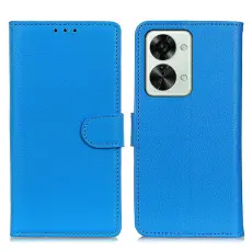  OnePlus Nord 2T 5G Fodral Litchi L&auml;der Bl&aring;