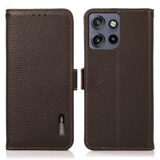 KHAZNEH KHAZNEH Motorola Edge 50 Fodral RFID &Auml;kta L&auml;der Brun