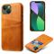  iPhone 15 Plus Skal Läder Med 2 Kortfack Orange