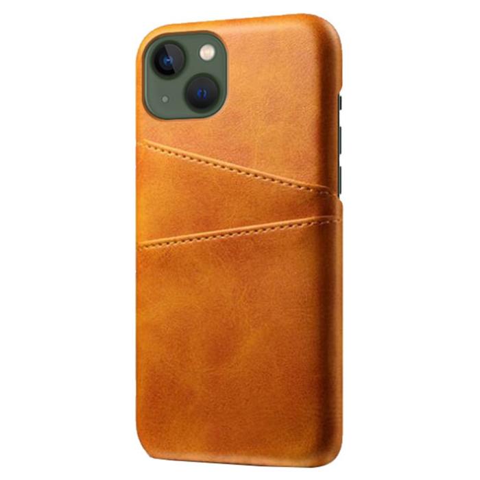 Bild 2,  iPhone 15 Plus Skal Läder Med 2 Kortfack Orange