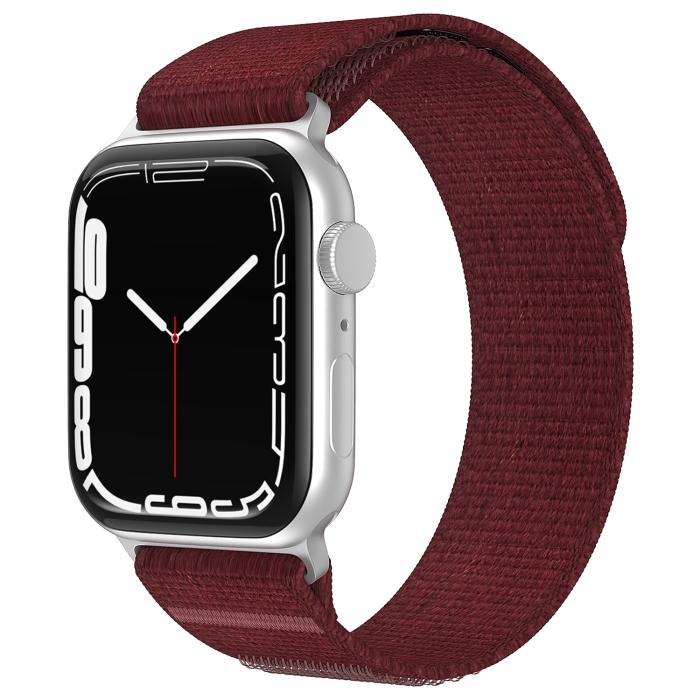 Bild 2, ColorPop Apple Watch 42/44/45/46/49 mm Armband Nylon Trail Loop Vinröd