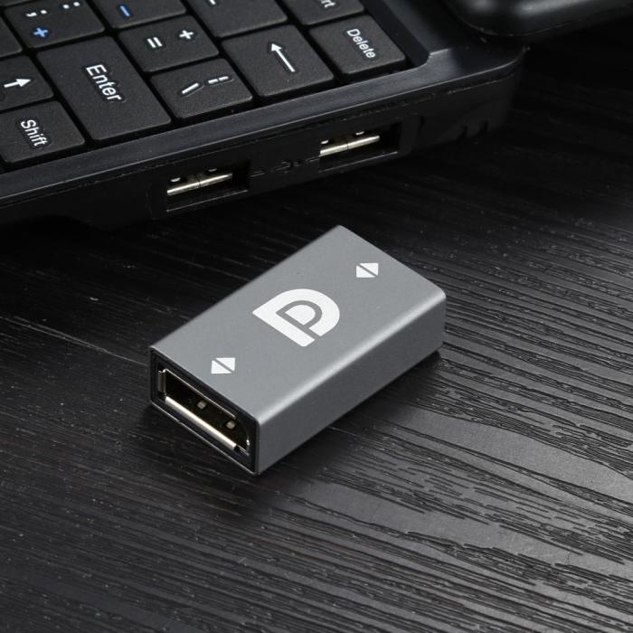 Bild 5,  DisplayPort Hona till DisplayPort Hona Förlängning Adapter Grå