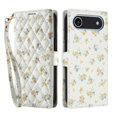  iPhone Air Fodral Rhombus L&auml;der Blommor Vit