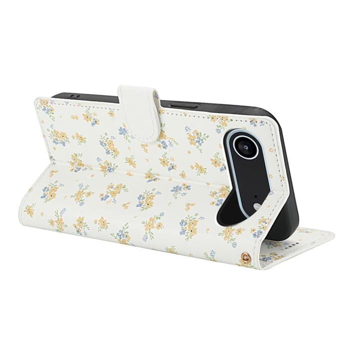 Bild 3,  iPhone Air Fodral Rhombus Läder Blommor Vit