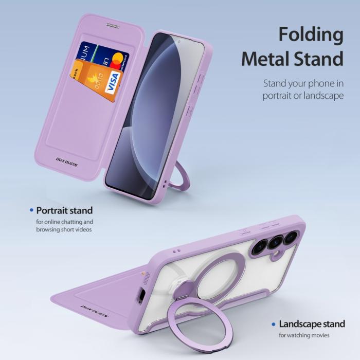 Bild 5, DUX DUCIS DUX DUCIS Galaxy S25 Fodral MagSafe Kickstand Skin X Pro Lila/Rosa