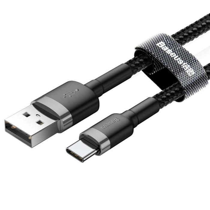 Bild 3, BASEUS Baseus Cafule 3m USB-C QC3.0 Laddningskabel - Svart/Grå