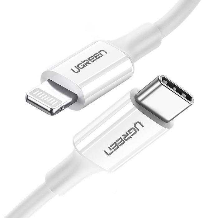 Bild 2, UGREEN Ugreen 1m MFi 18W 3A Lightning - USB-C Kabel - Vit